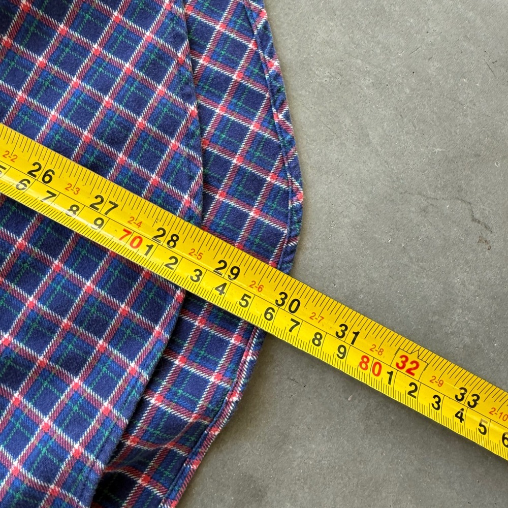 Vintage Ralph Lauren Classic Fit Plaid Button Down Shirt Navy Red Large 90s - Picture 5 of 5